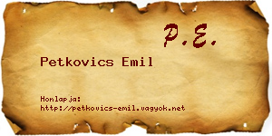 Petkovics Emil névjegykártya