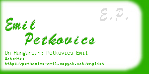 emil petkovics business card